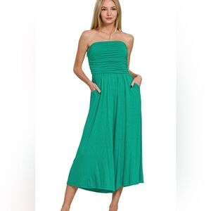 Zenana Double Layered Strapless Tube Top Jumpsuit